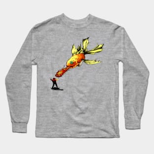 Diver Down Goldfish Background Long Sleeve T-Shirt